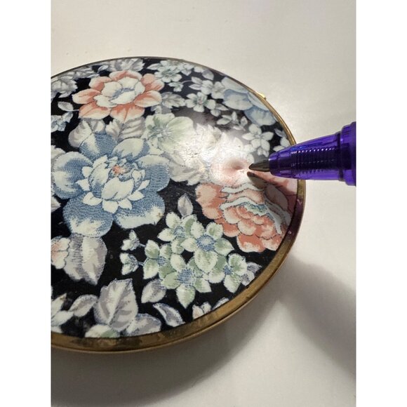 Vintage Stratton Made in England Floral Powder Compact With Mirror Gold Tone - Picture 7 of 8